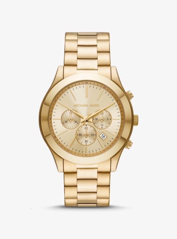 Panske Gold-tone Hodinky Michael Kors Oversized Slim Runway Zlate - Hodinky Michael Kors Sleva | NIFRA-2813
